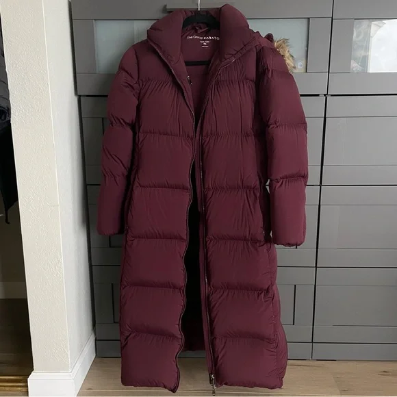 Aritzia The Group Babaton Park City Long Puffer Jacket in Burgundy Size XXS - Picture 2 of 6